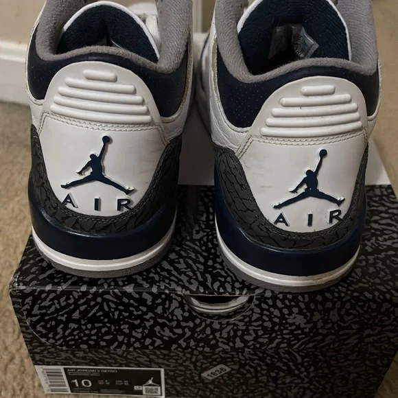 Jordan White and midnight navy Retro Sneakers - Picture 8 of 9